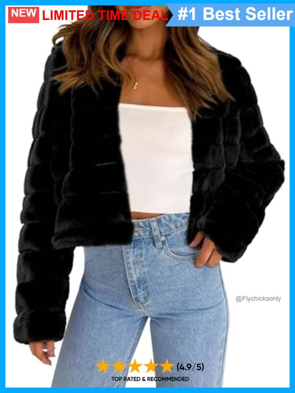 Faux Fur Cropped Jacket Long Sleeve Fluffy Winter Coat Party Wedding
